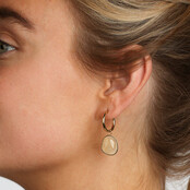 Elegante Gouden Oorbellen met Rose Quartz Hanger