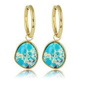 Gouden Oorringen met Ronde Imperial Jasper Hanger