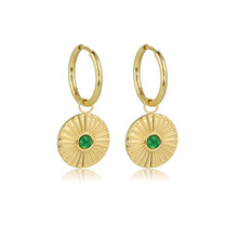 Stralende Zon Oorringen met Green Agate