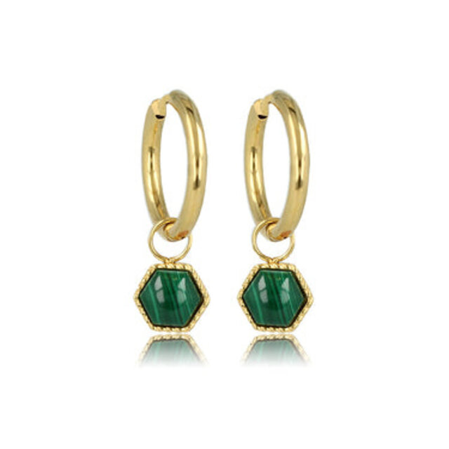 Zeshoekige Malachite Oorringen: Unieke Elegantie