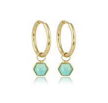 Zeshoekige Gouden Oorbellen met Amazonite Touch