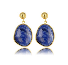 Gouden Oorbel met Lapis Lazuli Ronde Hanger