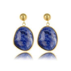 Gouden Oorbel met Lapis Lazuli Ronde Hanger