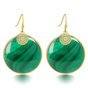 Malachite Bloemgoud Oorbel 40mm - Unieke Elegantie
