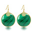My Bendel Malachite Bloemgoud Oorbel 40mm - Unieke Elegantie