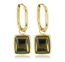 Elegante Ovale Oorringen met Groene Glassteen