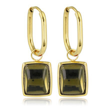 Elegante Ovale Oorringen met Groene Glassteen