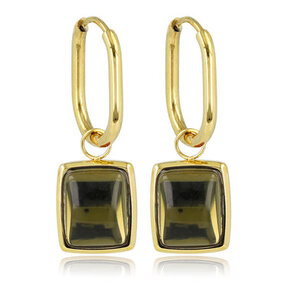 Elegante Ovale Oorringen met Groene Glassteen