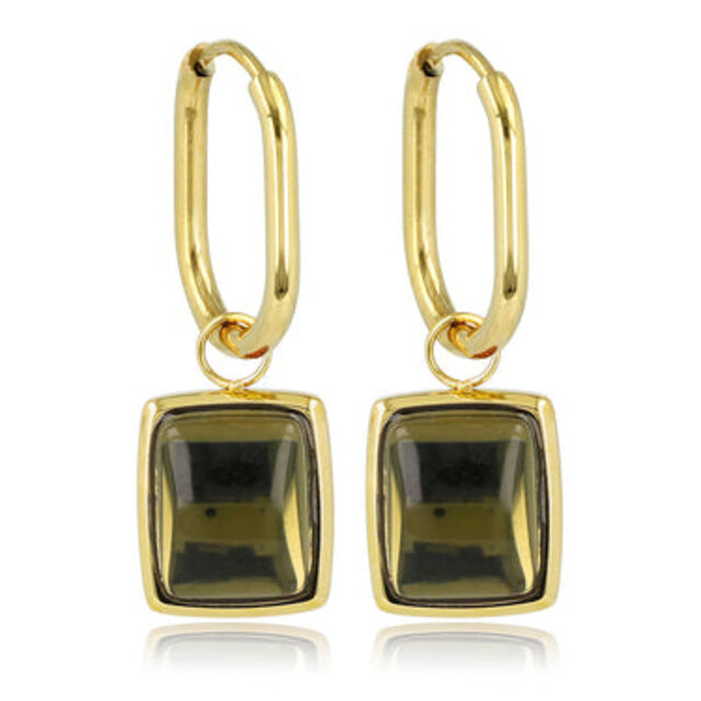 Elegante Ovale Oorringen met Groene Glassteen