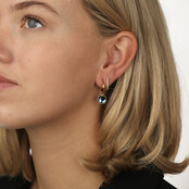 Blauwe Glassteen: Oorringen met Vierkante Steen