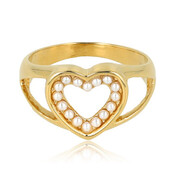 Gouden hartenring met parels - Elegant en sprankelend ontwerp