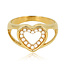 My Bendel Gouden hartenring met parels - Elegant en sprankelend ontwerp