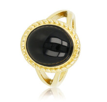 Gouden vintagering - zwarte Onyx edelsteen - kracht & bescherming