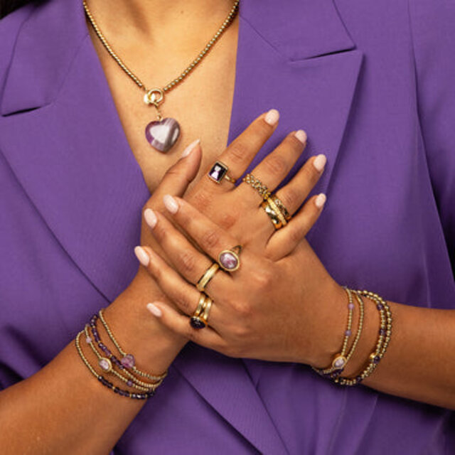 Gouden vintagering - Lilac Quartz edelsteen