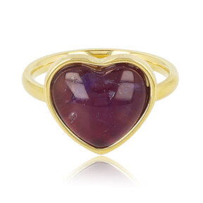 Gouden hartenring - Amethyst edelsteen - Rust & bescherming