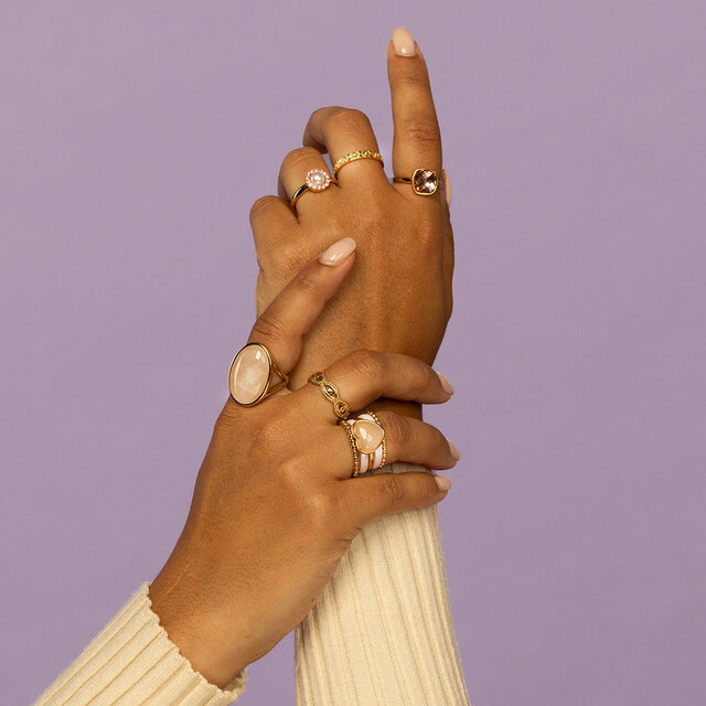 Gouden hartenring - Rose Quartz edelsteen - Innerlijke kracht