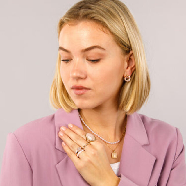 Statement ring - Rose Quartz edelsteen
