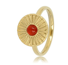 Gouden ring met zonnetje - Carnelian edelsteen - Stijlvol