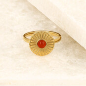 Gouden ring met zonnetje - Carnelian edelsteen - Stijlvol