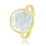 My Bendel Gouden ring - ronde Pearlshell - zilverachtige gloed