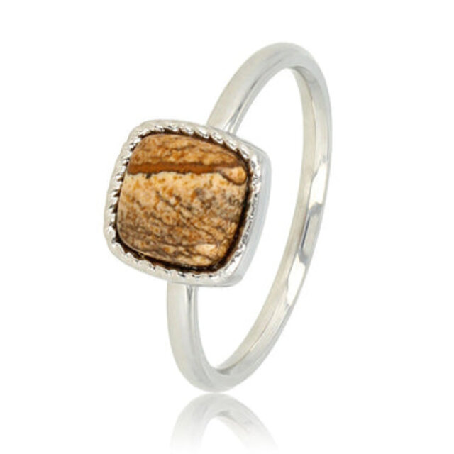 Zegelring - Picture Jasper edelsteen - Klassiek design