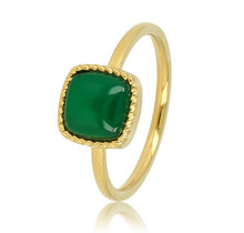 Zegelring met Green Agate Edelsteen