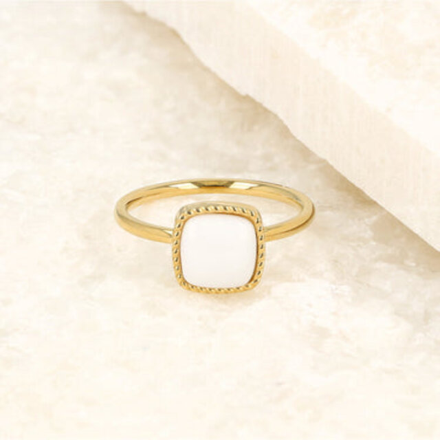 Zegelring - White Aventurine edelsteen - Chique look