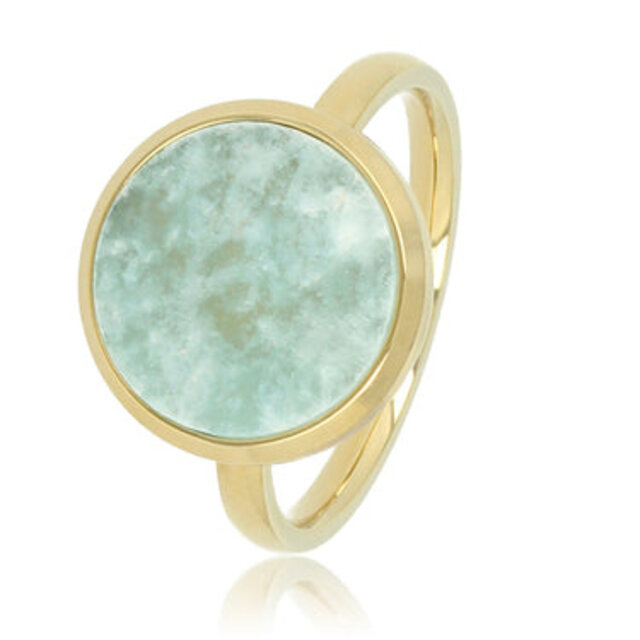 Gouden ring met ronde Amazonite - unieke uitstraling