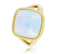 Gouden zegelring - White Quartz - tijdloos design