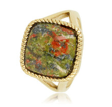 Zegelring goud - Unakite edelsteen - multicolor damesring