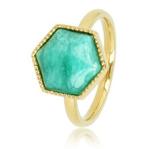 Gouden Zeshoek Ring met Amazonite Edelsteen