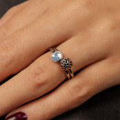 Aanschuifring - Vierkante quartz glassteen