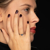 Aanschuifring - Blauwe glassteen - Stainless steel