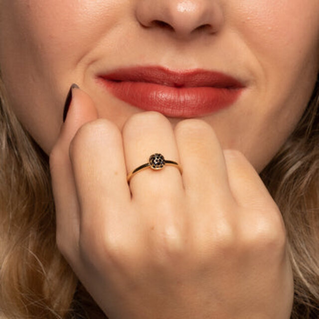 Ring met zwarte zirkonia - minimalistisch Stainless steel