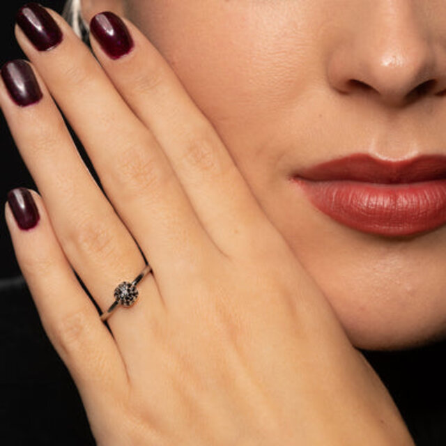 Ring met zwarte zirkonia - minimalistisch Stainless steel