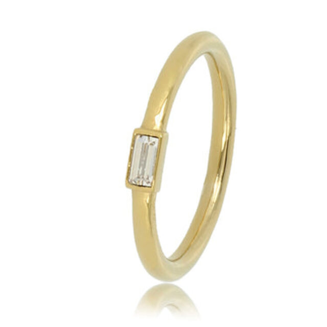 Gouden ring - Kleine kristalglassteen - Elegant