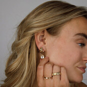 Gouden ring - Kleine kristalglassteen - Elegant