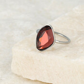 Aanschuifring - Bordeaux glassteen - Minimalistisch