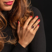 Aanschuifring - Bordeaux glassteen - Minimalistisch