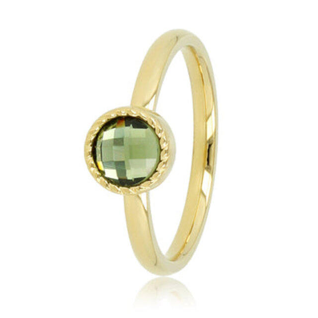 Aanschuifring - groene glassteen - twisted randje