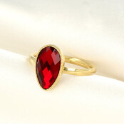 Ring - getwist randje - rode glassteen