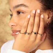 Ring - zeshoek vorm - groene glassteen