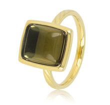 Gouden damesring - licht groene glassteen - design