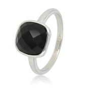 Ring - Zwarte facet kristal glassteen