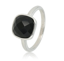 Ring - Zwarte facet kristal glassteen