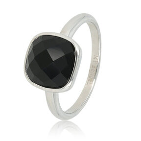 Ring - Zwarte facet kristal glassteen