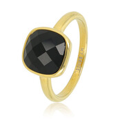 Ring - Zwarte facet kristal glassteen