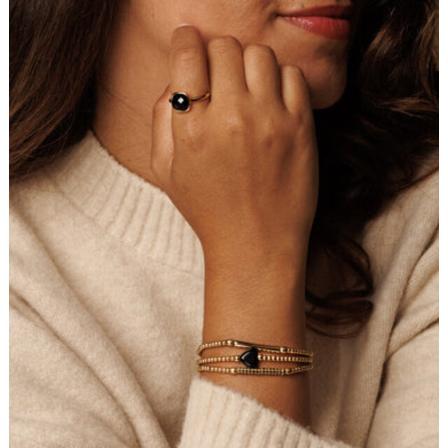 Ring - Zwarte facet kristal glassteen