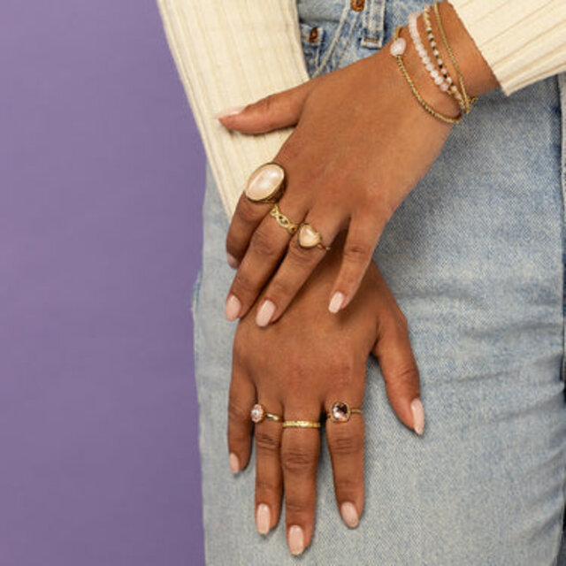 Ring - roze facet kristal glassteen