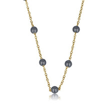 Gouden Schakelketting met Zwarte Parels - Fijn Design